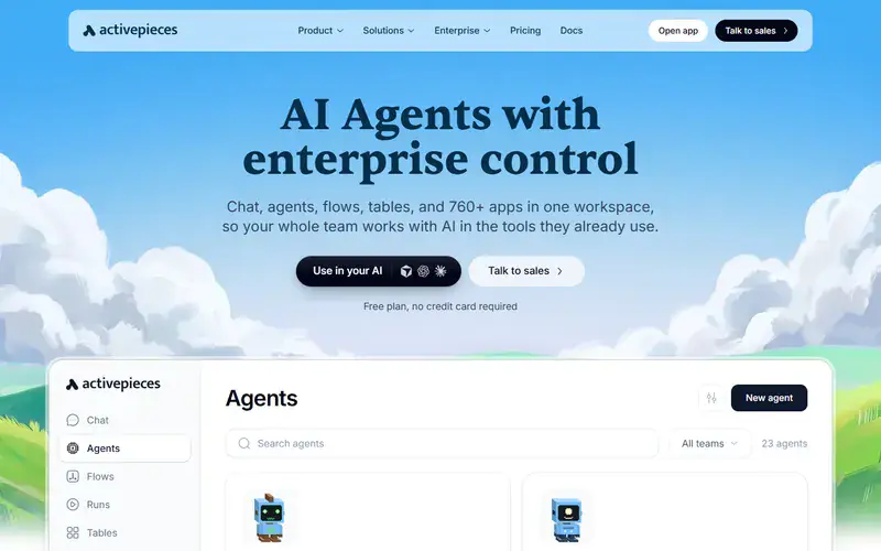 The home page of Activepieces