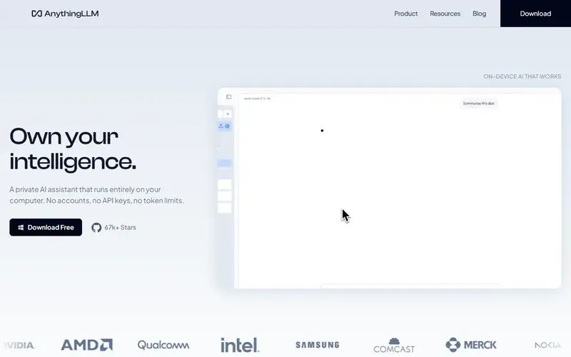 The home page of AnythingLLM