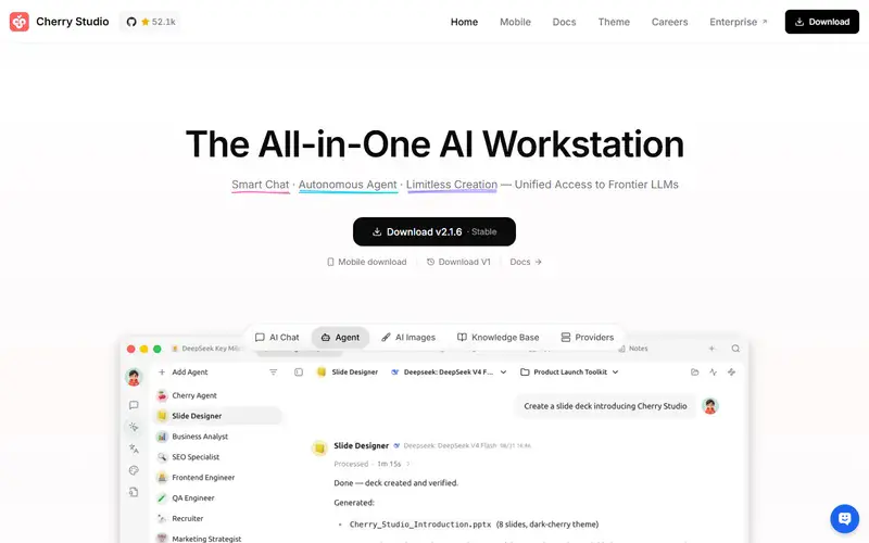 The home page of Cherry Studio