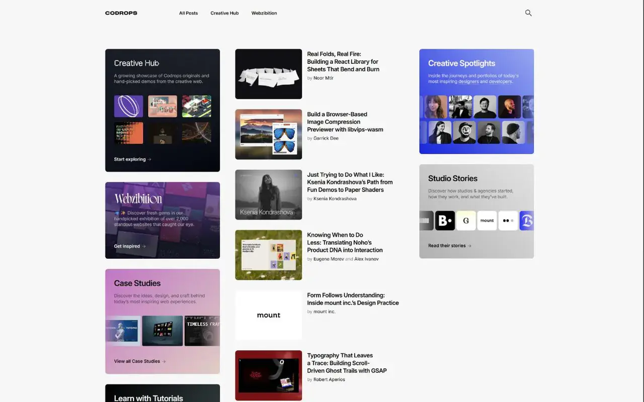 The home page of Codrops
