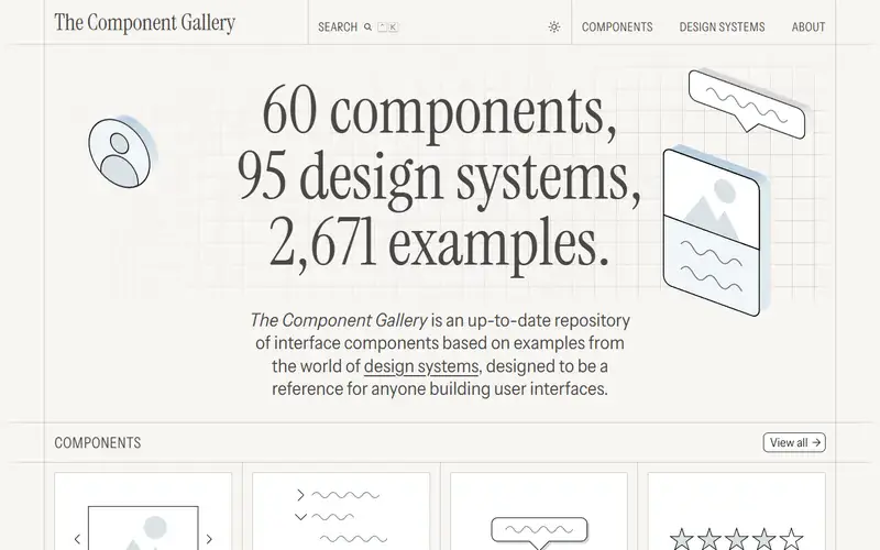 The home page of The Component Gallery