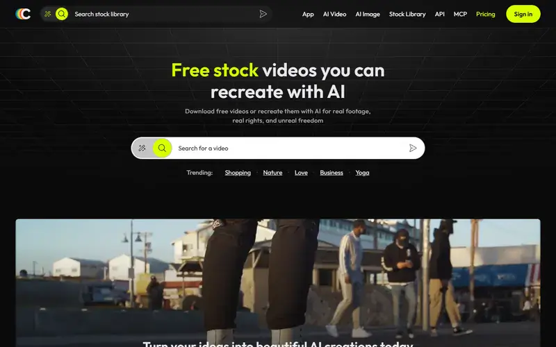 The home page of Coverr