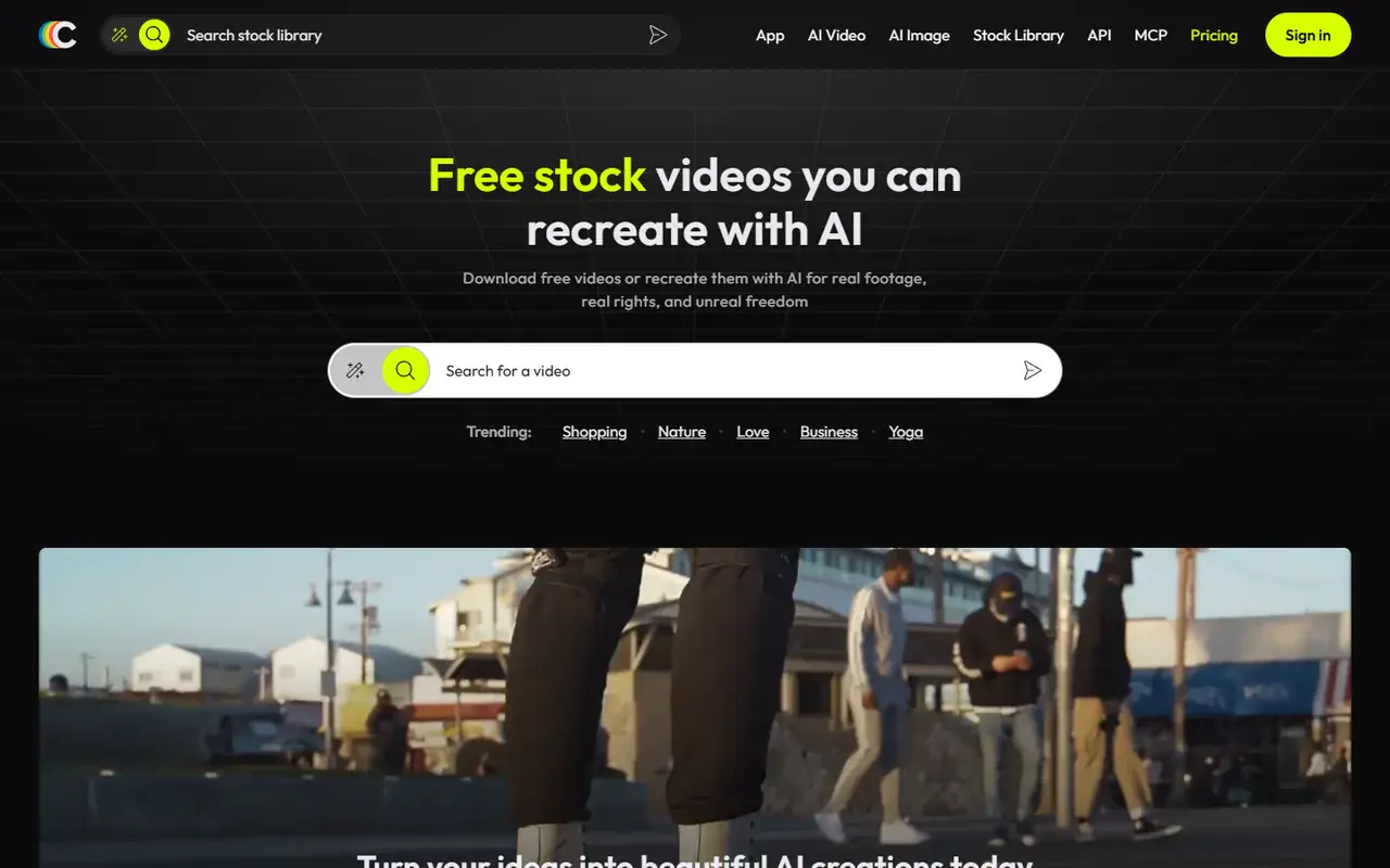The home page of Coverr