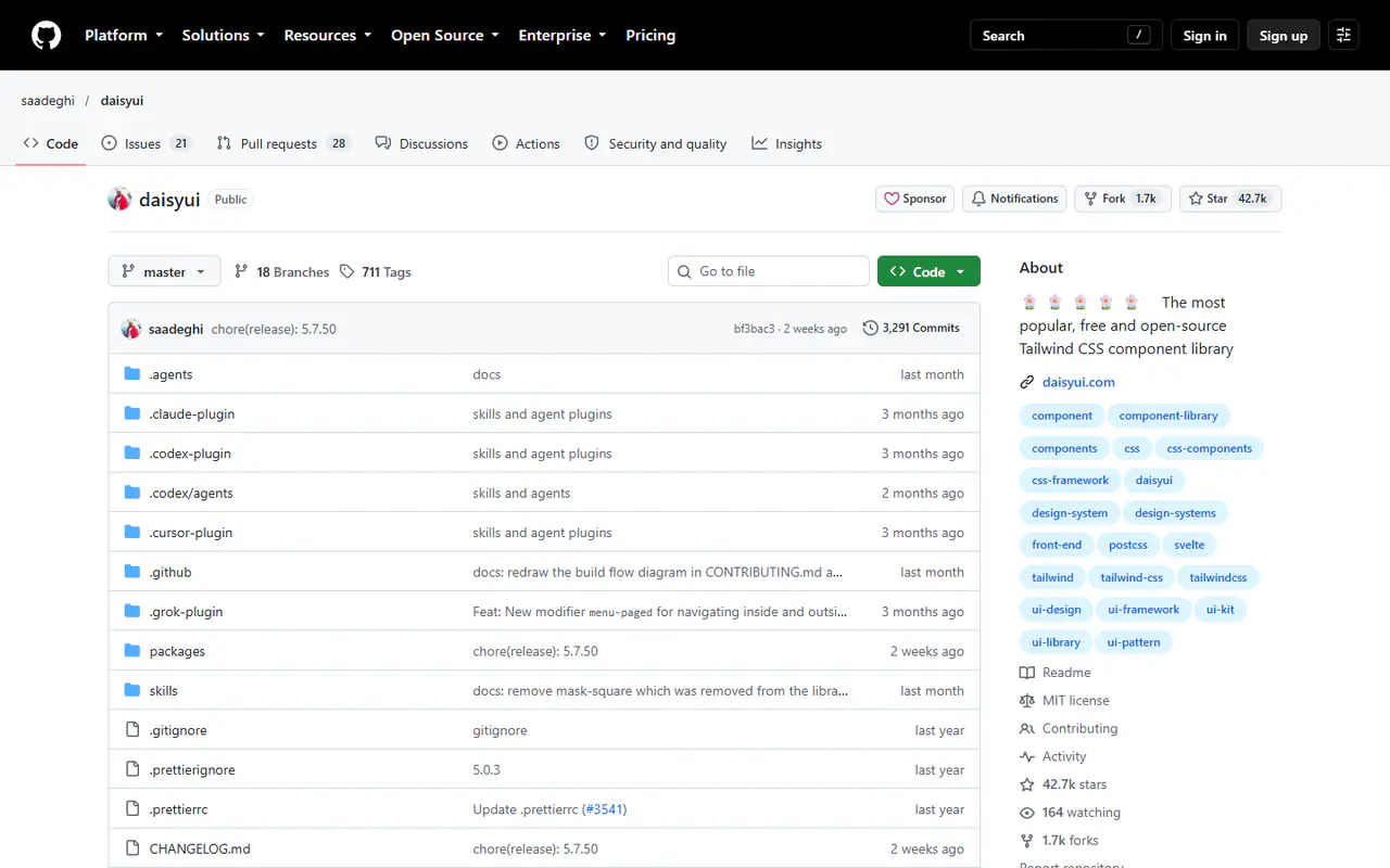 The home page of daisyUI