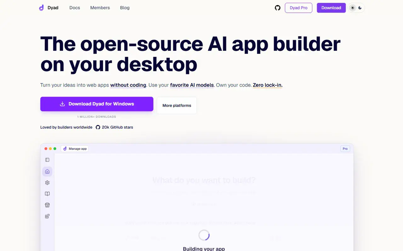 The home page of Dyad