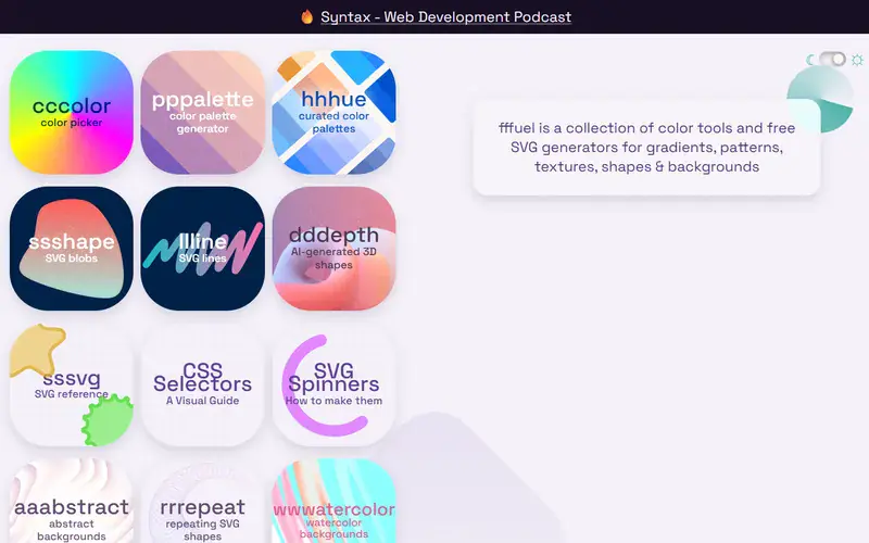 The home page of fffuel