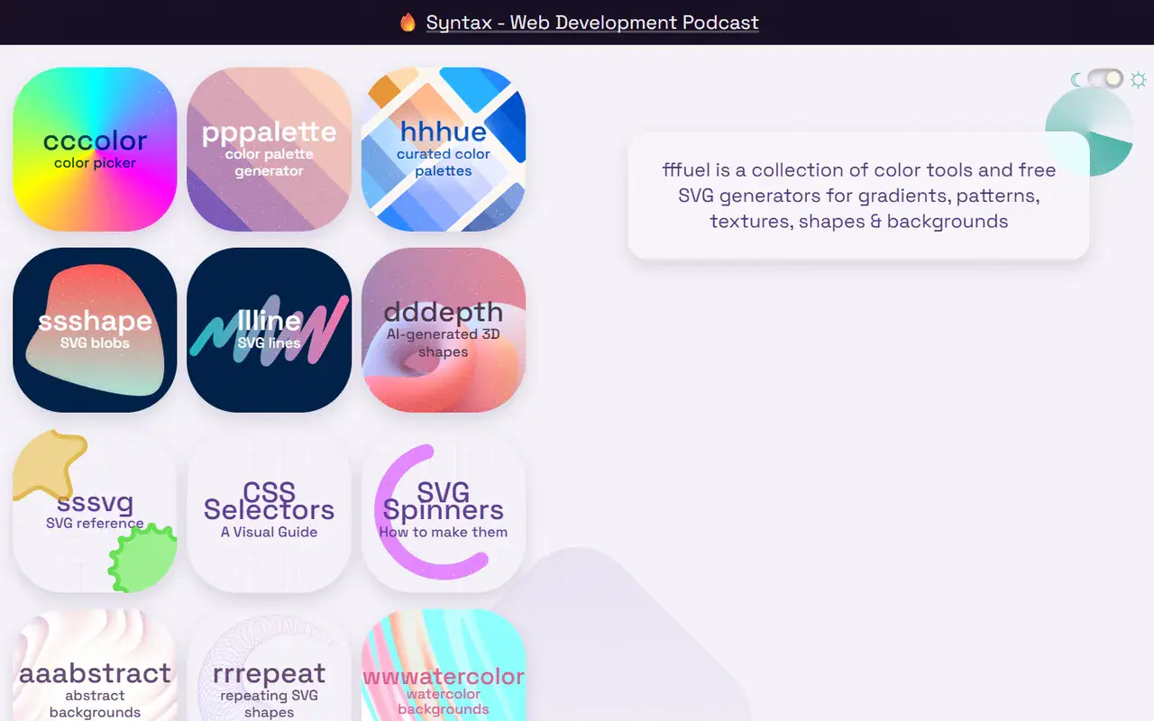 The home page of fffuel