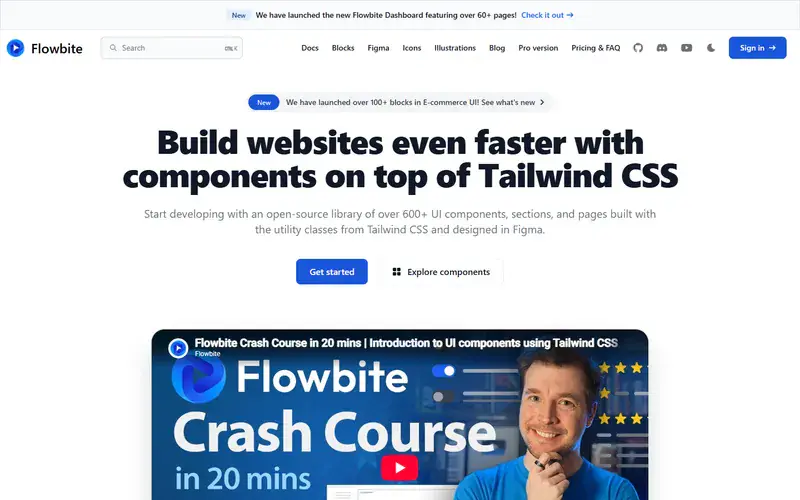 The home page of Flowbite
