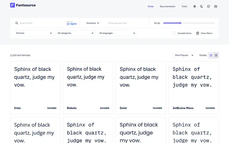The home page of Fontsource