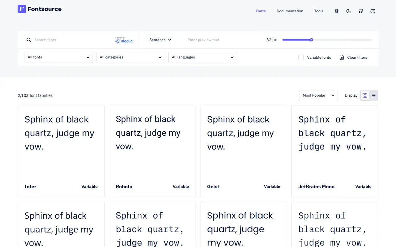 The home page of Fontsource