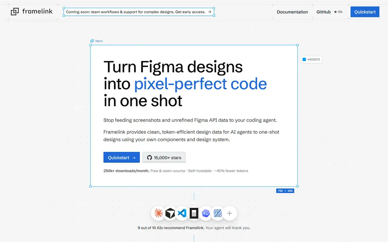 The home page of Framelink MCP for Figma