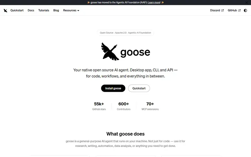 The home page of goose