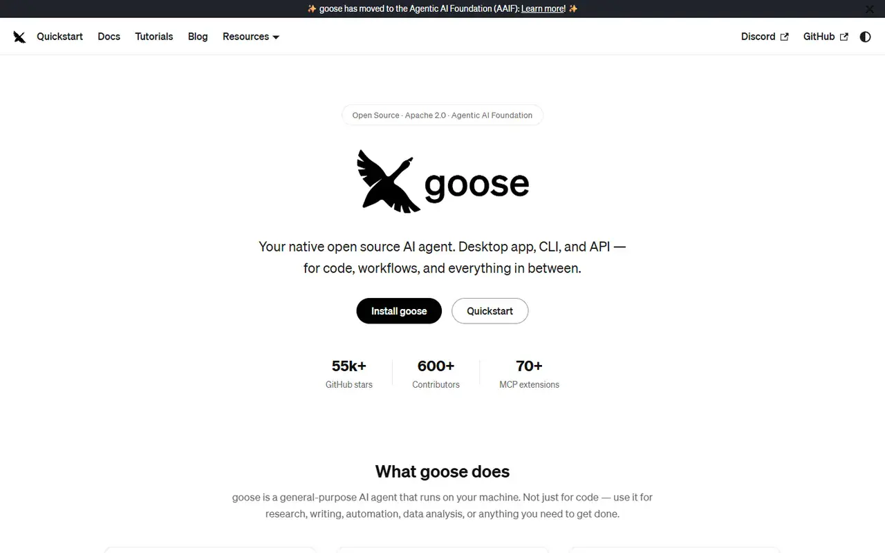 The home page of goose