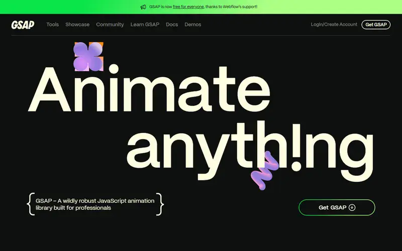 The home page of GSAP