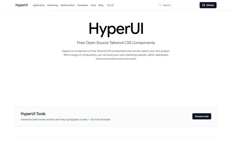 The home page of HyperUI