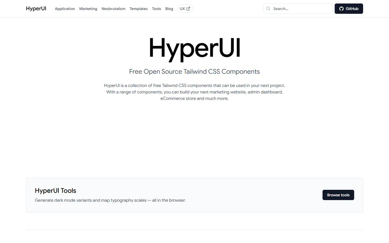 The home page of HyperUI