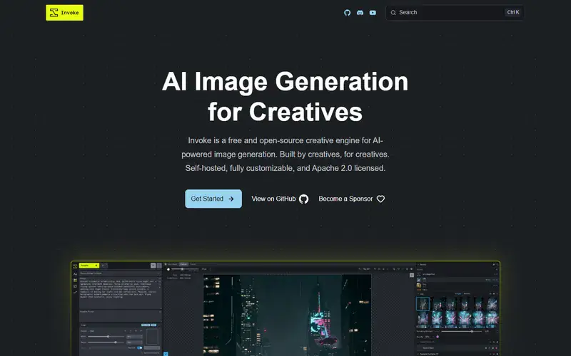 The home page of Invoke