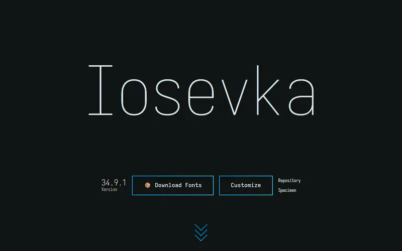 The home page of Iosevka