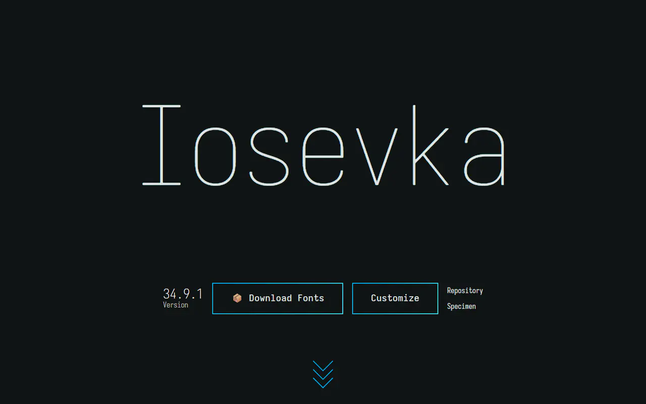The home page of Iosevka