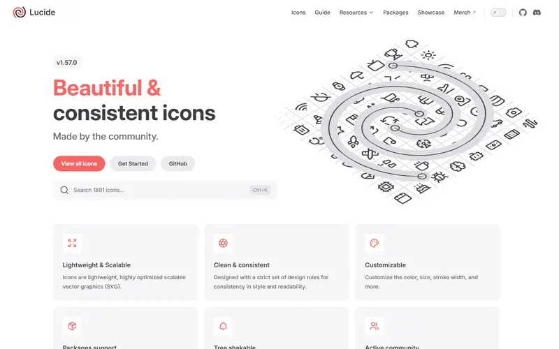 The home page of Lucide