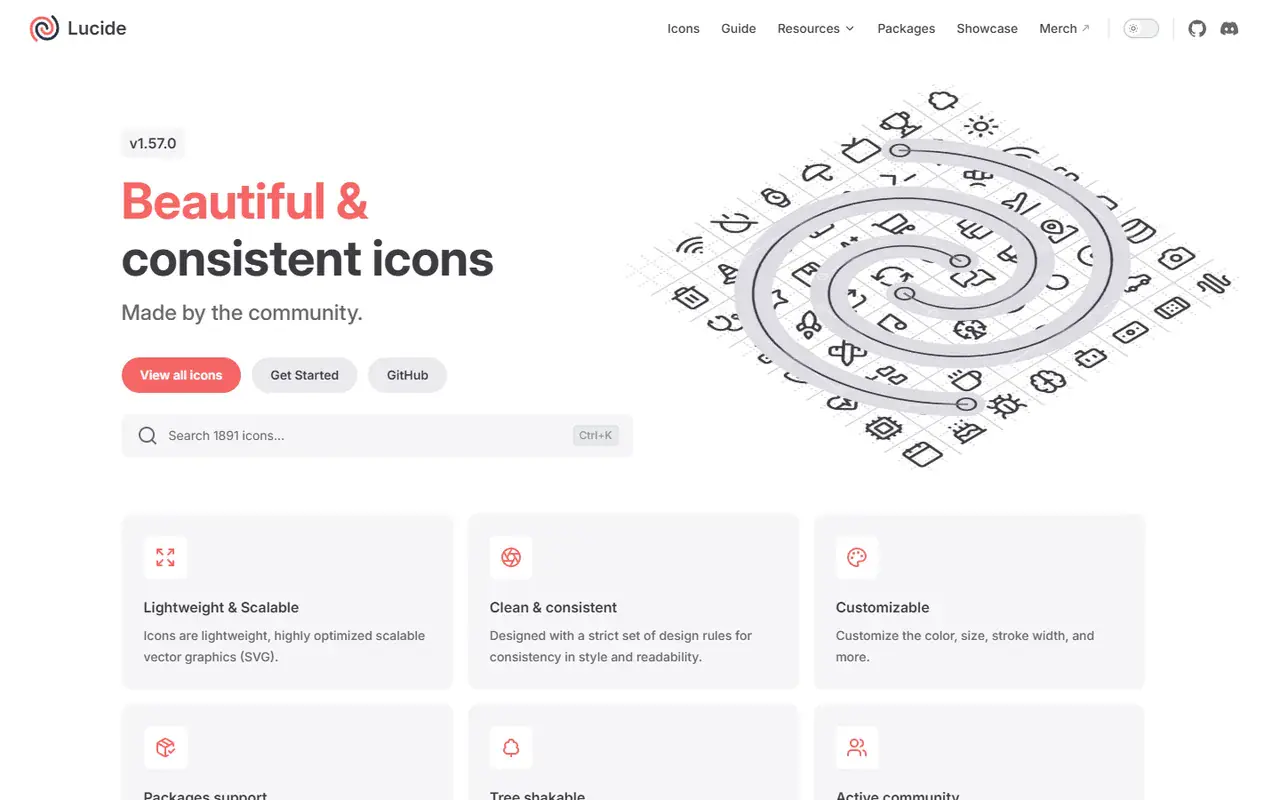 The home page of Lucide