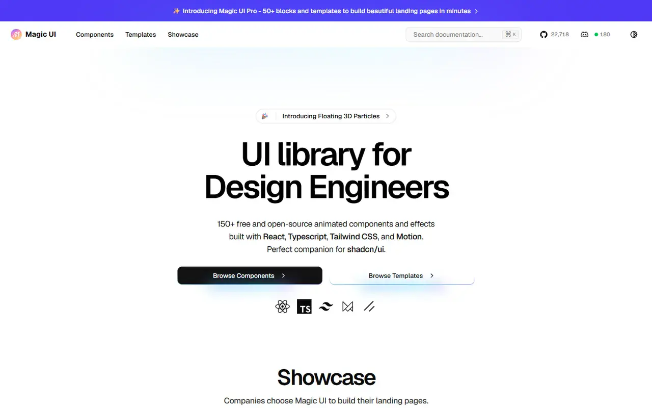 The home page of Magic UI