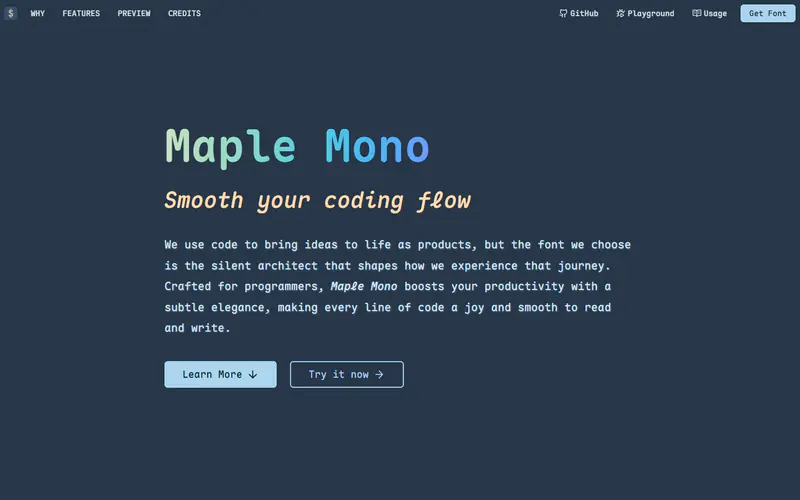 The home page of Maple Mono