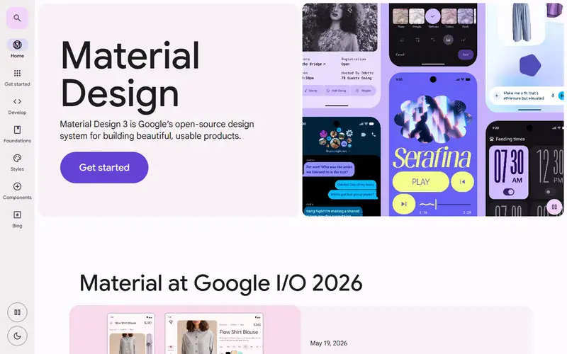 The home page of Material Design 3