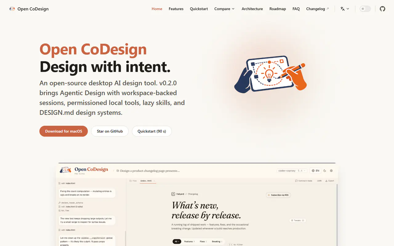 The home page of Open CoDesign