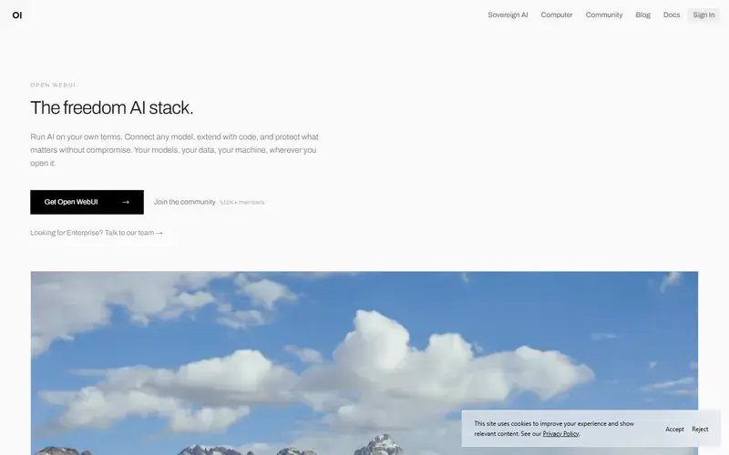 The home page of Open WebUI