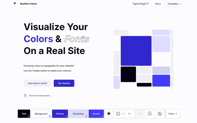 The home page of Realtime Colors