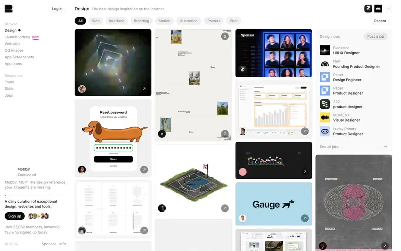 The home page of Recent