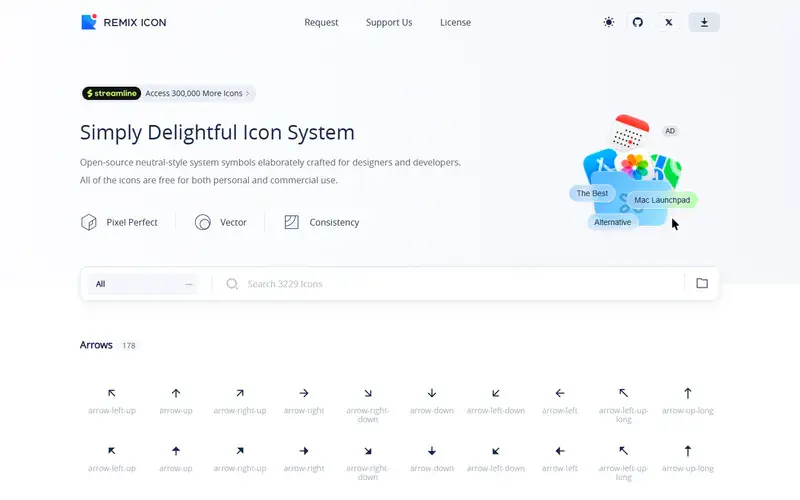 The home page of Remix Icon