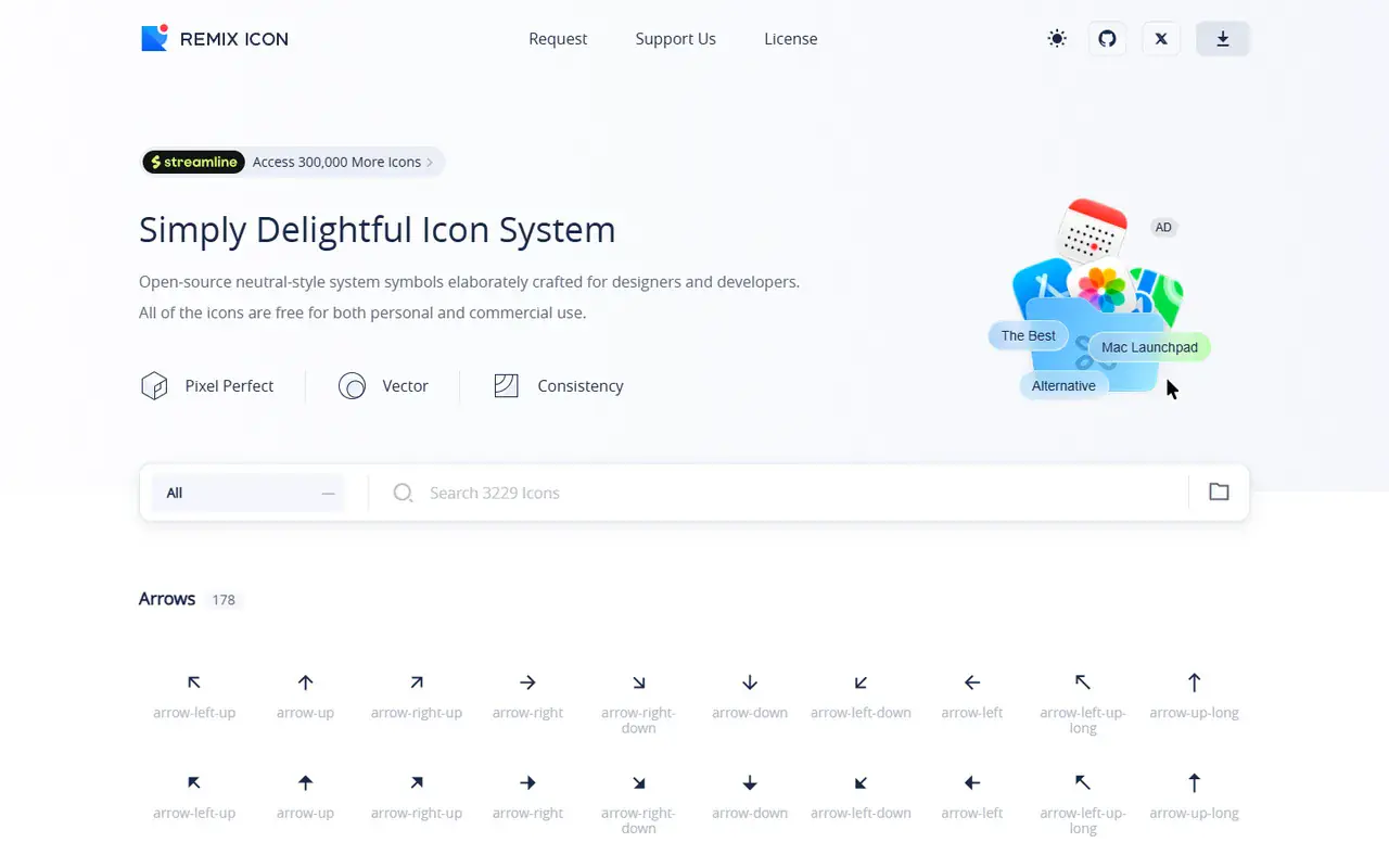 The home page of Remix Icon