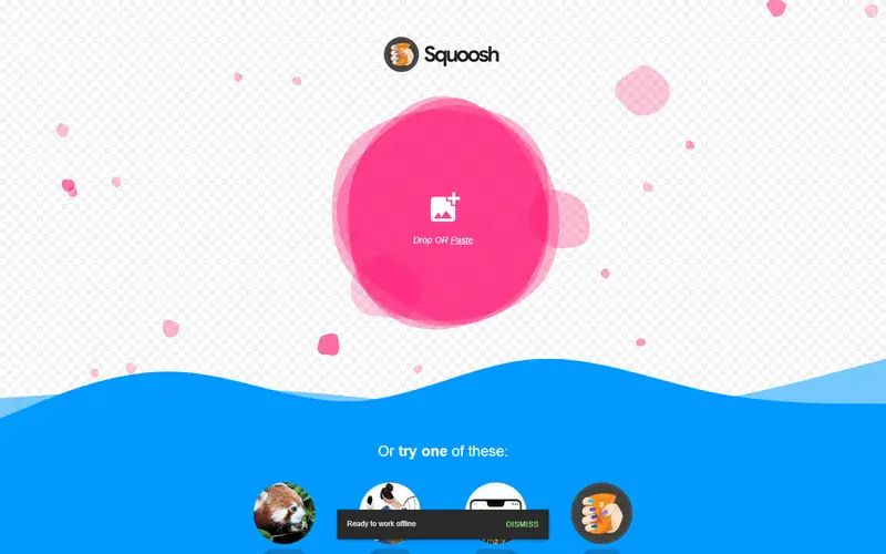The home page of Squoosh