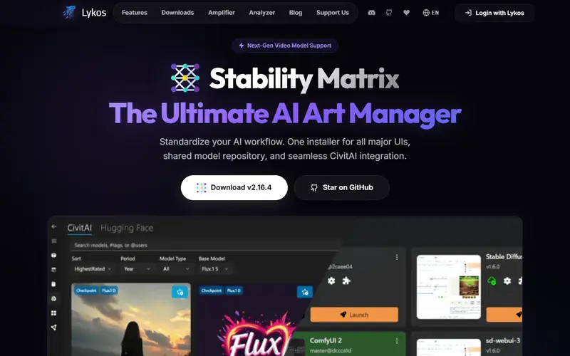 The home page of Stability Matrix