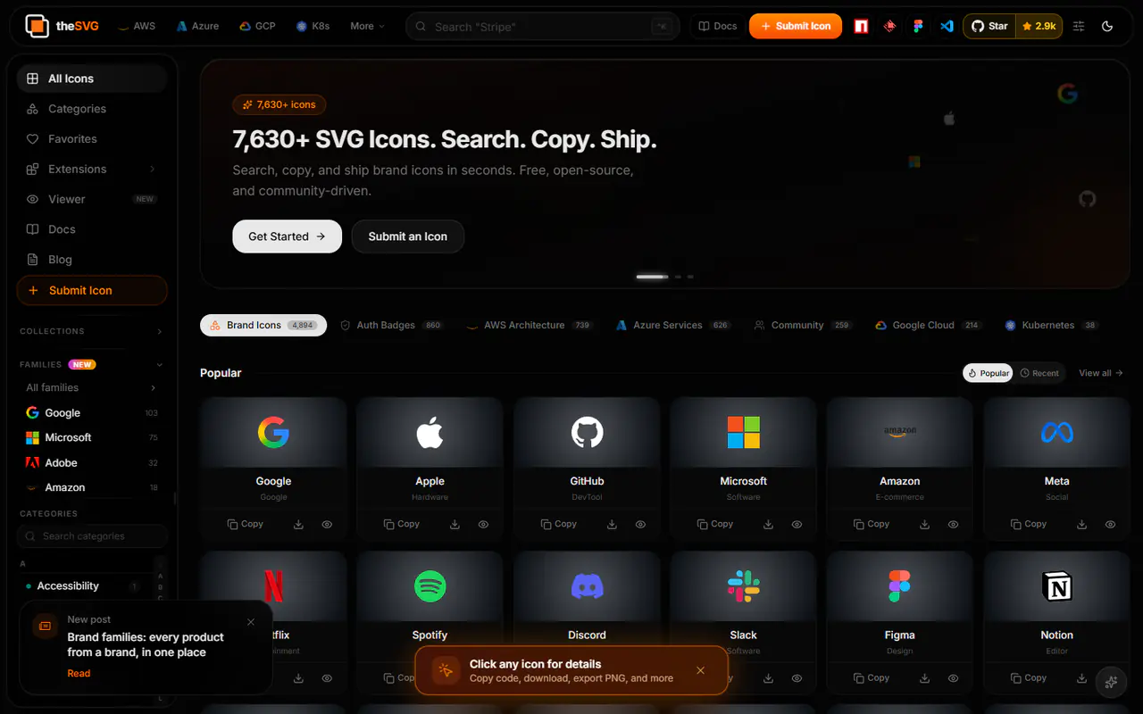 The home page of theSVG