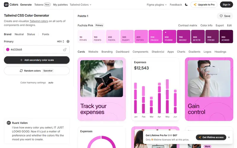 The home page of UI Colors