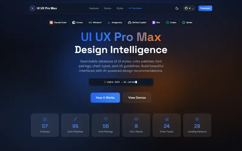 The home page of UI UX Pro Max